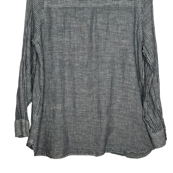 Lucky Brand Linen Blend Striped Tunic Top w/Collar Sz M - Picture 6 of 13